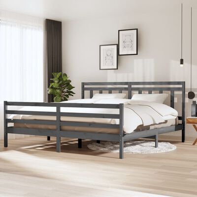 vidaXL Bed Frame without Mattress Grey Solid Wood 200x200 cm (810452+814116)