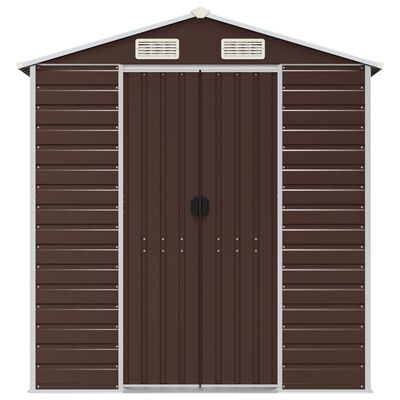 vidaXL Garden Shed Brown 191x895x198 cm Galvanised Steel