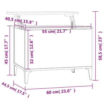 vidaXL Coffee Table Sonoma Oak 60x44.5x45 cm Engineered Wood