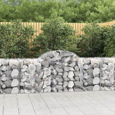 vidaXL Arched Gabion Baskets 11 pcs 200x50x80/100 cm Galvanised Iron