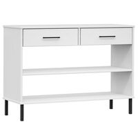 vidaXL Console Cabinet with Metal Legs White Solid Wood Pine OSLO