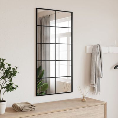 vidaXL Wall Mirror Black 50x100 cm Rectangle Iron