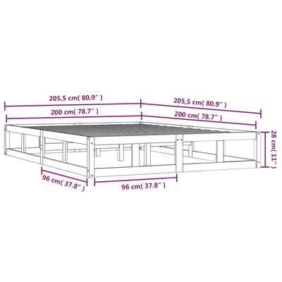 vidaXL Bed Frame without Mattress Honey Brown 200x200 cm Solid Wood