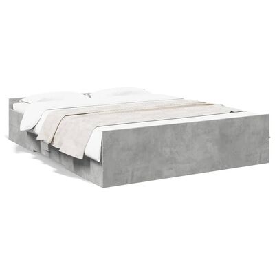 vidaXL Bed Frame with Drawers without Mattress Concrete Grey 140x200 cm