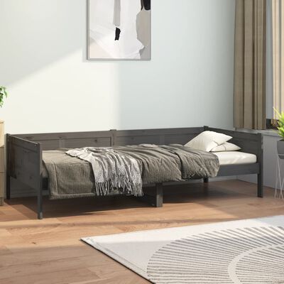 vidaXL Day Bed without Mattress Grey Solid Wood Pine 90x190 cm Single