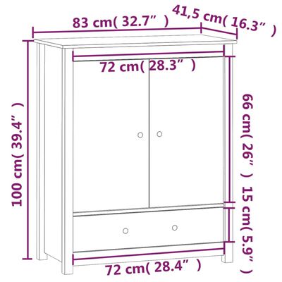 vidaXL Highboard Black 83x41,5x100 cm Solid Wood Pine