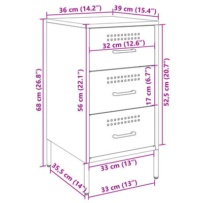 vidaXL Bedside Cabinet Mustard Yellow 36x39x68 cm Steel