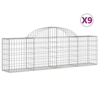 vidaXL Arched Gabion Baskets 9 pcs 200x30x60/80 cm Galvanised Iron