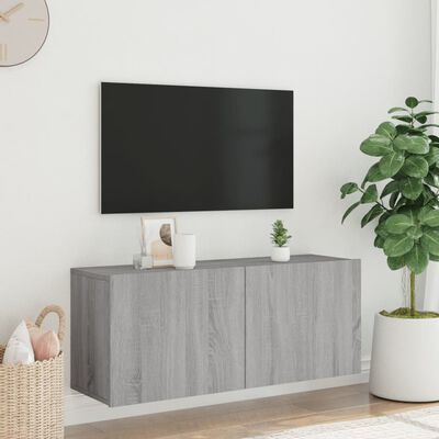 vidaXL TV Cabinet Wall-mounted Grey Sonoma 100x30x41 cm