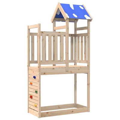 vidaXL Play Tower with Rockwall 110.5x52.5x215cm Solid Wood Pine