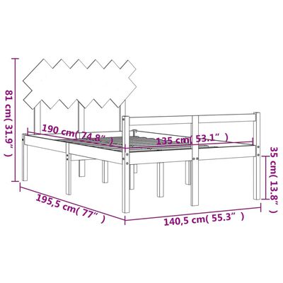 vidaXL Senior Bed without Mattress White Double Solid Wood