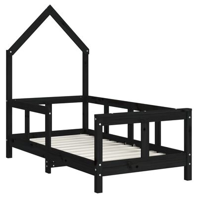 vidaXL Kids Bed Frame Black 70x140 cm Solid Wood Pine