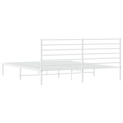 vidaXL Metal Bed Frame without Mattress with Headboard White 200x200 cm