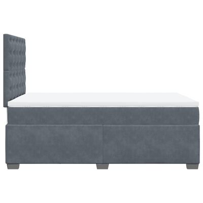 vidaXL Box Spring Bed with Mattress Dark Grey 120x190 cm Small Double Velvet