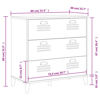 vidaXL Drawer Cabinet VIKEN Black Engineered Wood