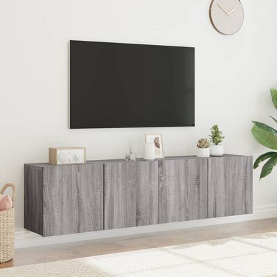 vidaXL TV Cabinets Wall-mounted 2 pcs Grey Sonoma 80x30x41 cm