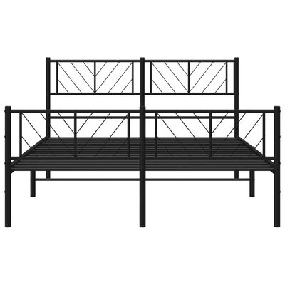 vidaXL Metal Bed Frame without Mattress with Footboard Black 135x190 cm Double