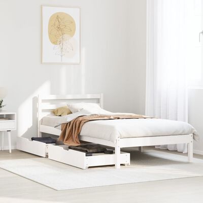 vidaXL Bed Frame without Mattress White 75x190 cm Small Single Solid Wood Pine