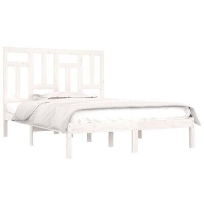 vidaXL Bed Frame without Mattress White 150x200 cm King Size Solid Wood Pine