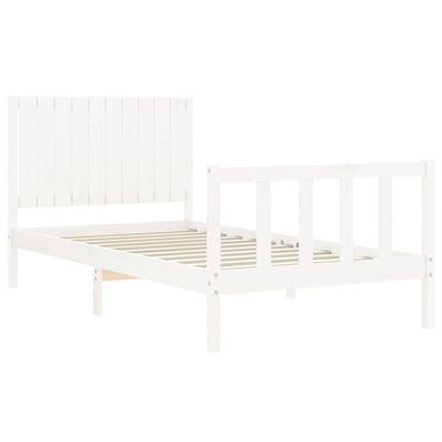 vidaXL Bed Frame with Headboard White 100x200 cm Solid Wood