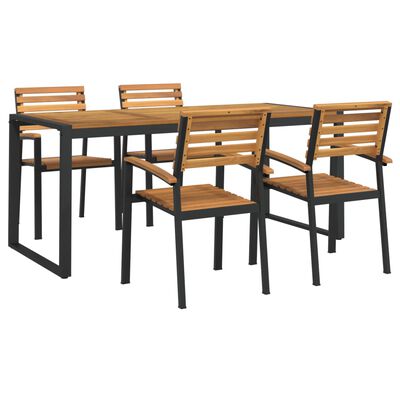 vidaXL 5 Piece Garden Dining Set Solid Wood Acacia and Metal