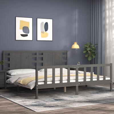 vidaXL Bed Frame without Mattress Grey 200x200 cm Solid Wood Pine