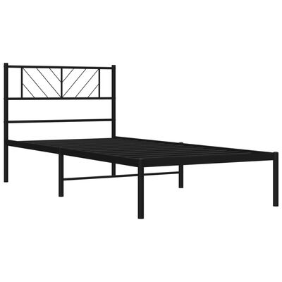 vidaXL Metal Bed Frame without Mattress with Headboard Black 100x190 cm