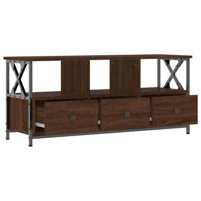 vidaXL TV Cabinet Brown Oak 102x33x45 cm Engineered Wood&Iron