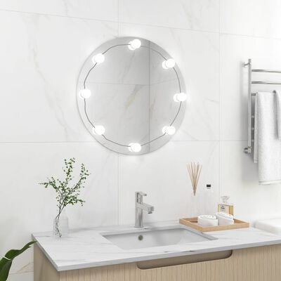 vidaXL Wall Mirror with LED Lights Round Glass