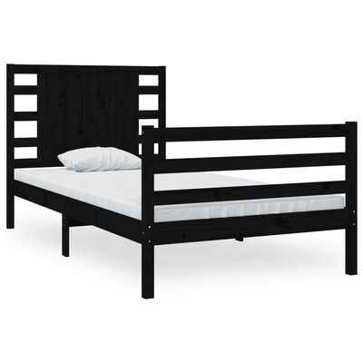 vidaXL Bed Frame without Mattress Black 100x200 cm Solid Wood Pine