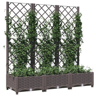 vidaXL Garden Planter with Trellis Brown 120x40x121.5 cm PP