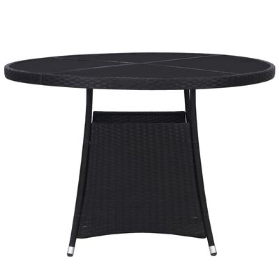 vidaXL Garden Table Black Ø110x74 cm Poly Rattan