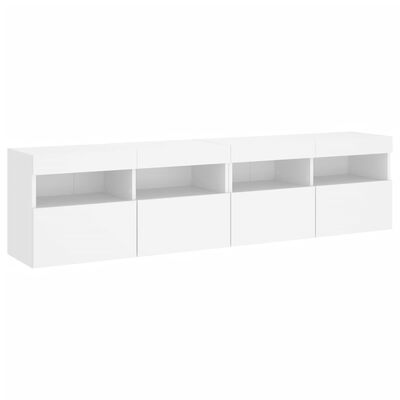 vidaXL TV Wall Cabinets with LED Lights 2 pcs White 80x30x40 cm