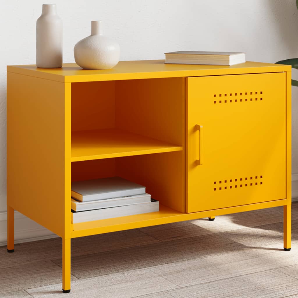 vidaXL TV Cabinet Mustard Yellow 68x39x50.5 cm Steel