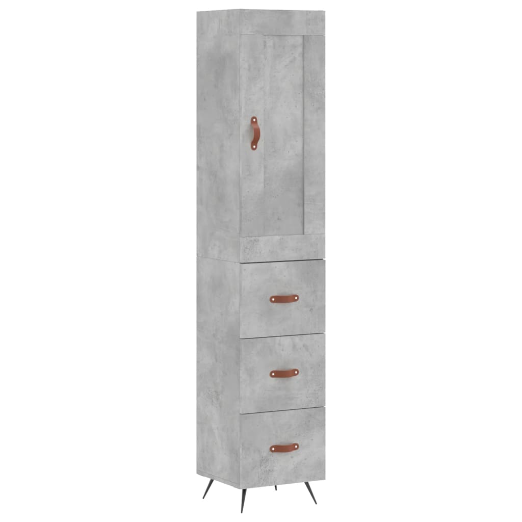 vidaXL Highboard Concrete Grey 34.5x34x180 cm Engineered Wood