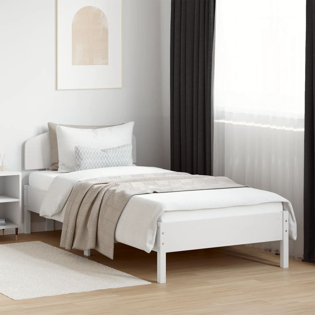 vidaXL Bed Frame without Mattress White 90x200 cm Solid Wood Pine