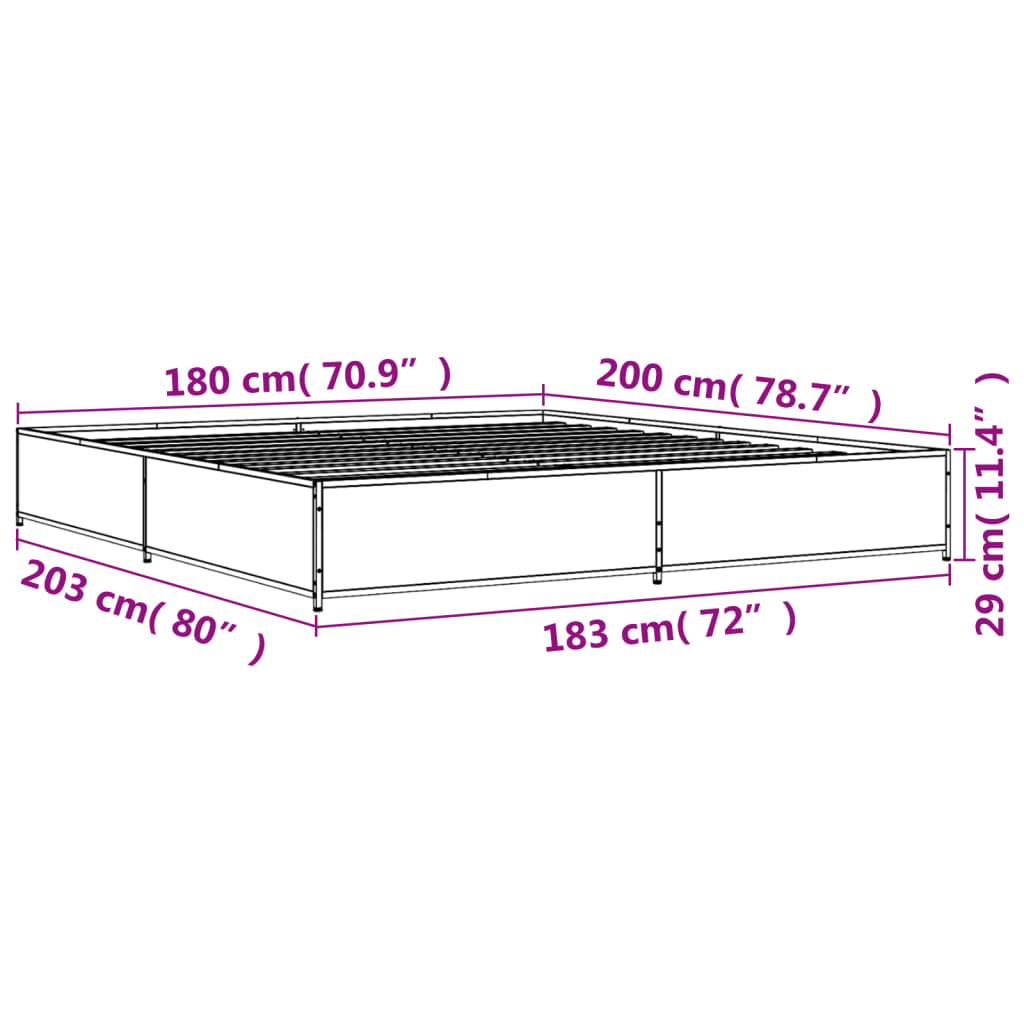 vidaXL Bed Frame without Mattress Brown Oak 180x200 cm Super King