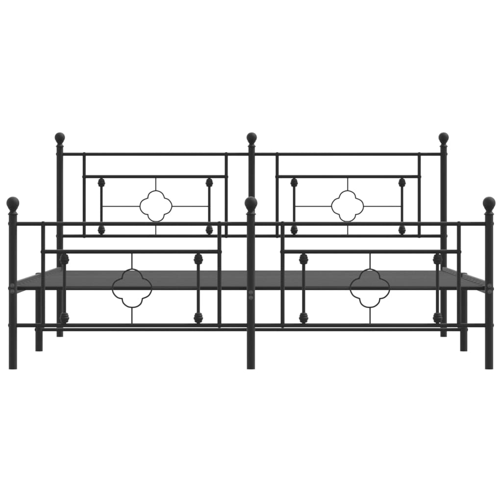 vidaXL Metal Bed Frame without Mattress with Footboard Black 180x200 cm Super King