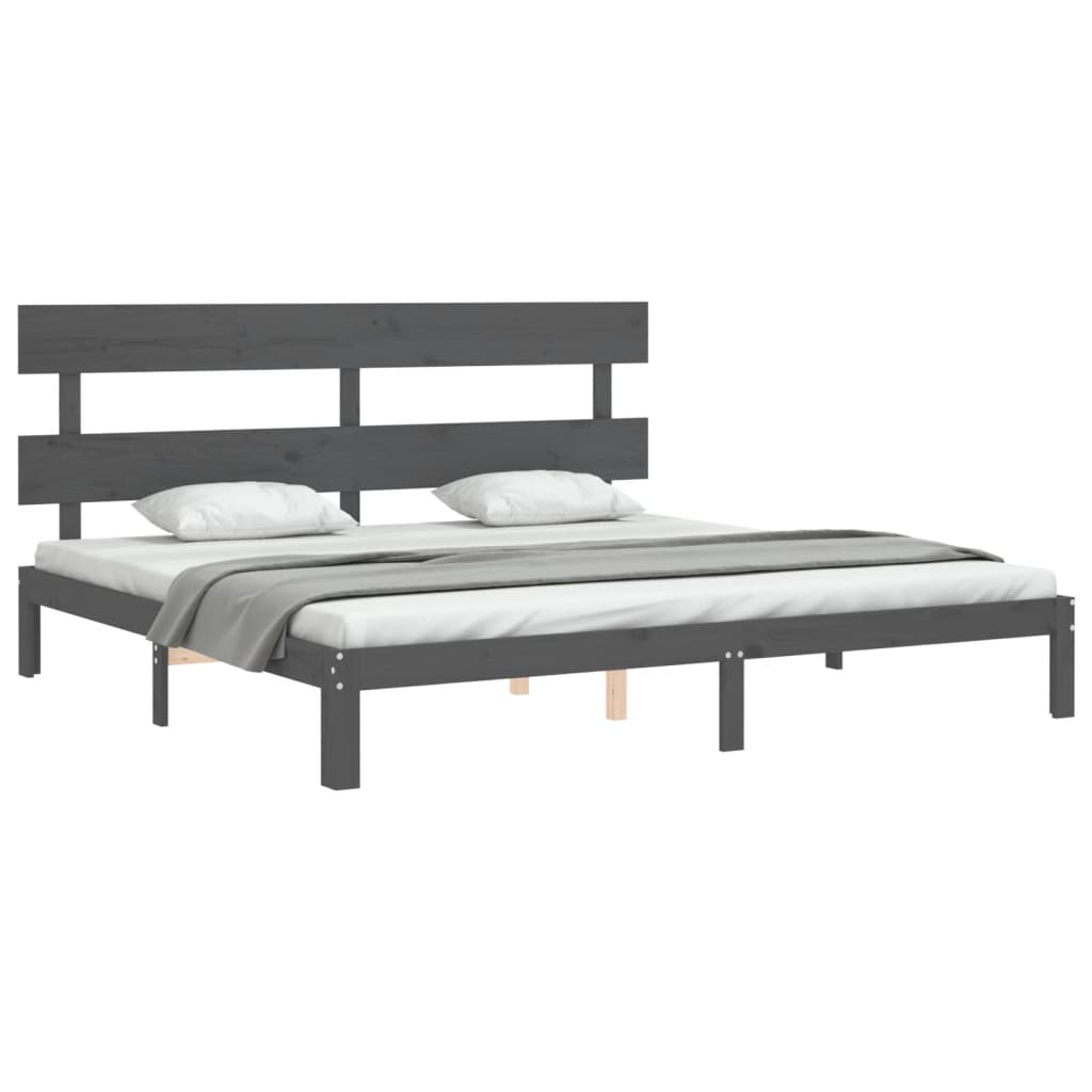 vidaXL Bed Frame without Mattress Grey 200x200 cm Solid Wood Pine