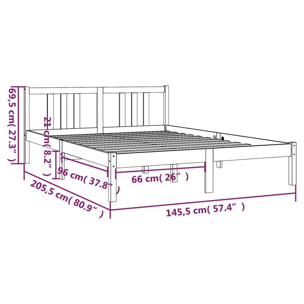 vidaXL Bed Frame without Mattress Solid Wood 140x200 cm