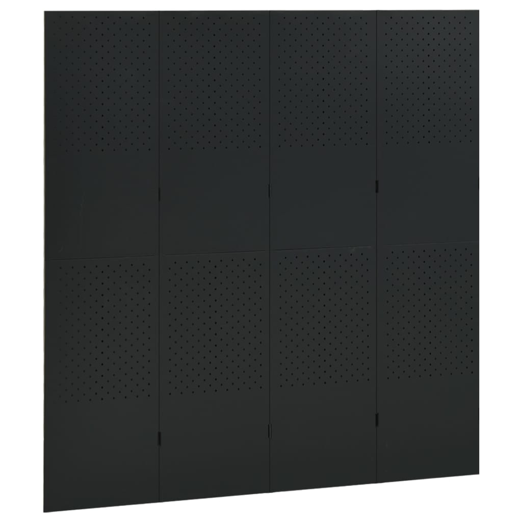 vidaXL 4-Panel Room Dividers 2 pcs Black 160x180 cm Steel