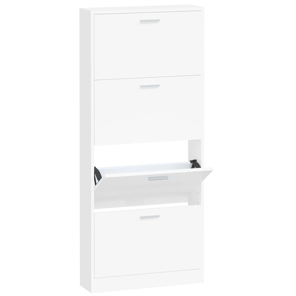 vidaXL Shoe Cabinet White 59x17x150 cm Engineered Wood