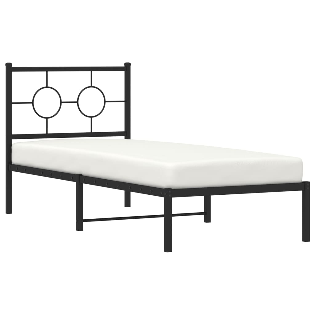 vidaXL Metal Bed Frame without Mattress with Headboard Black 80x200 cm