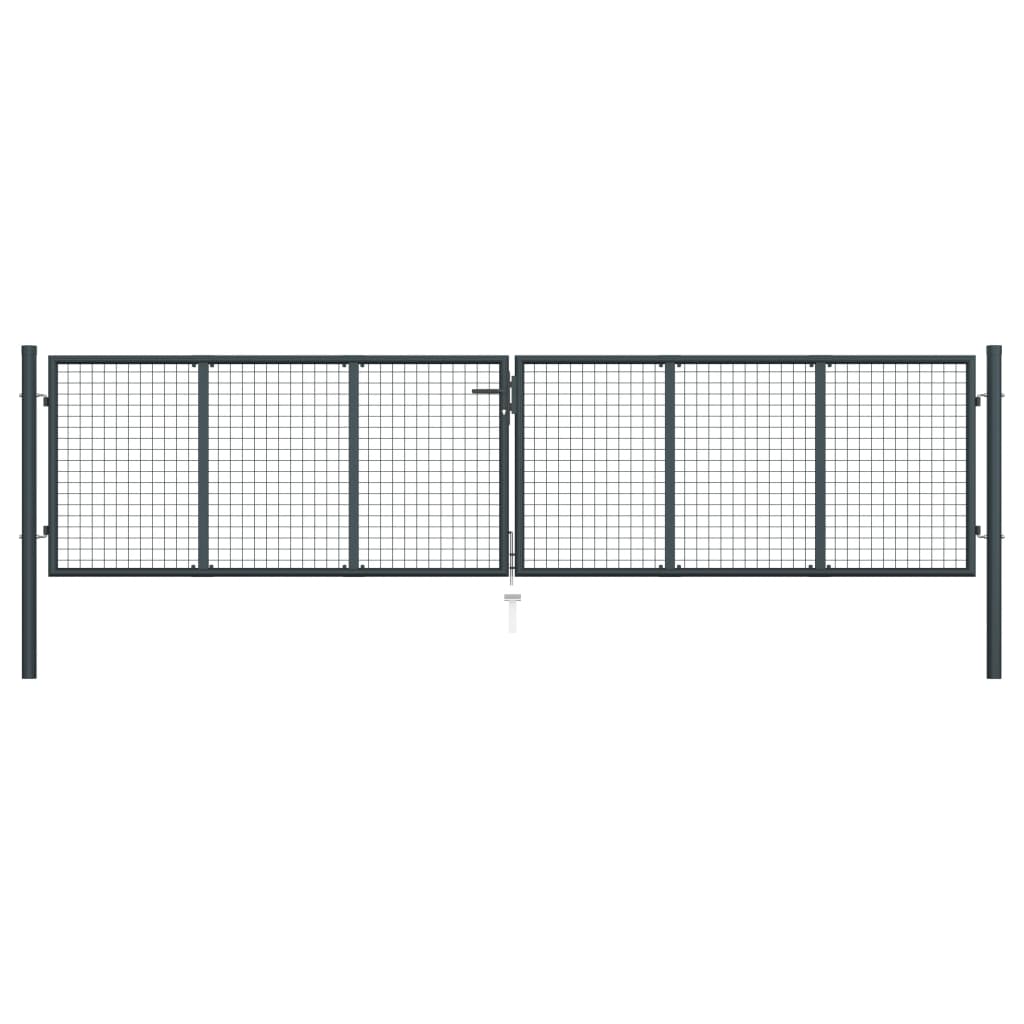 vidaXL Mesh Garden Gate Galvanised Steel 400x125 cm Grey