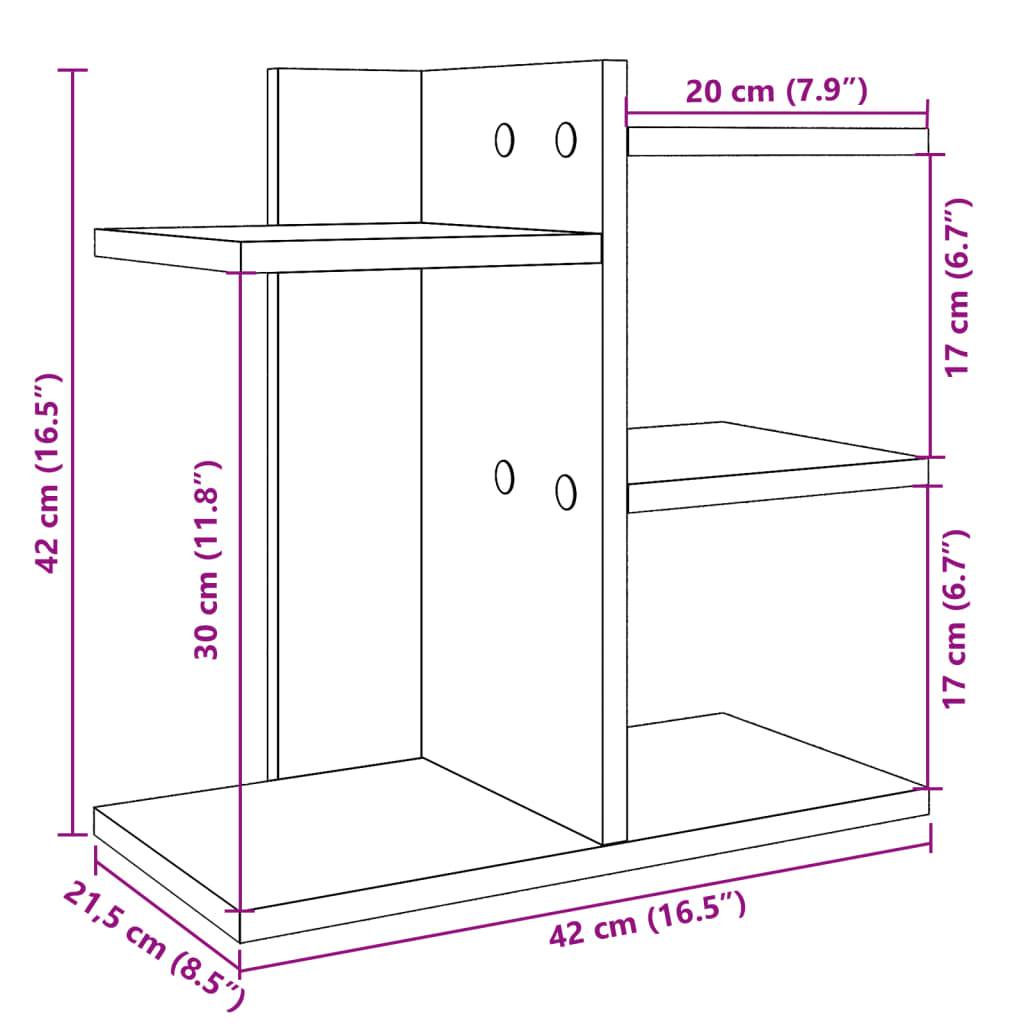 vidaXL Desk Organiser White 42x21.5x42 cm Engineered wood