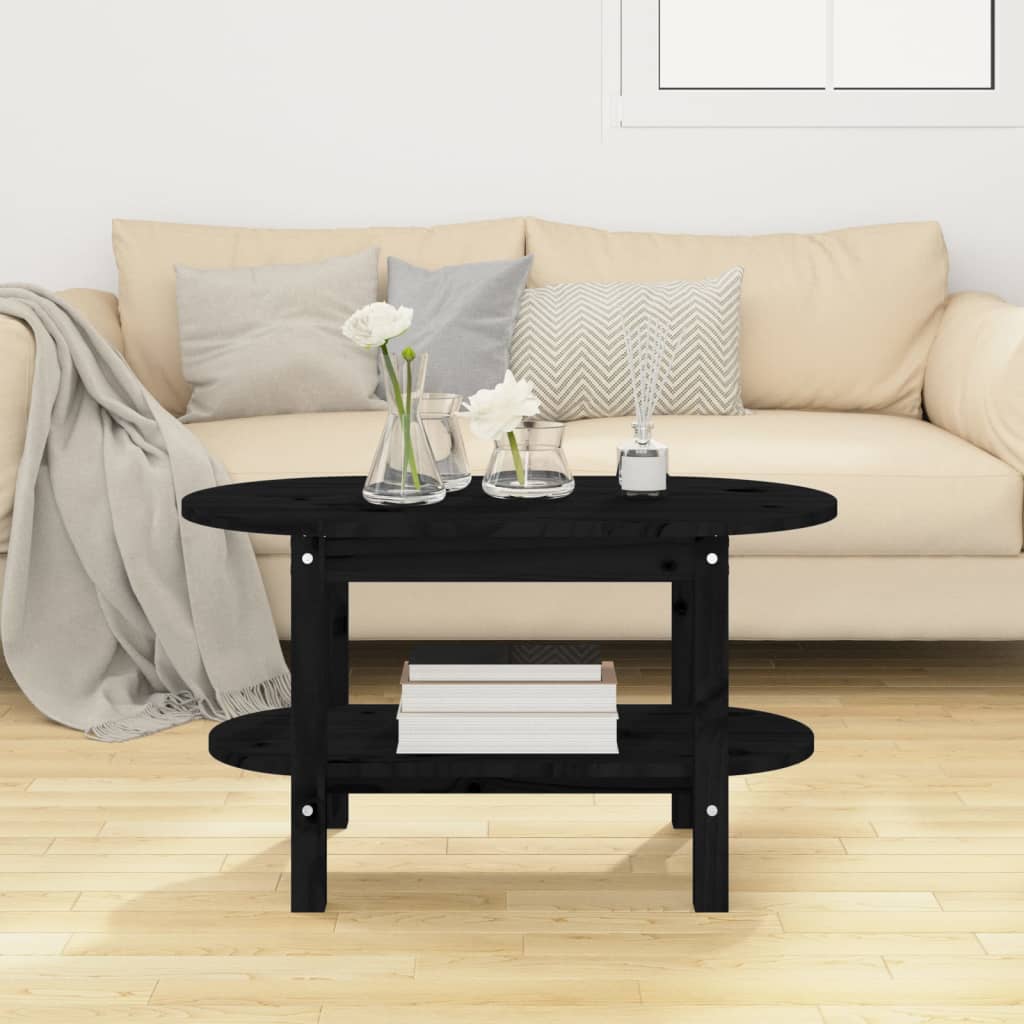 vidaXL Coffee Table Black 80x45x45 cm Solid Wood Pine