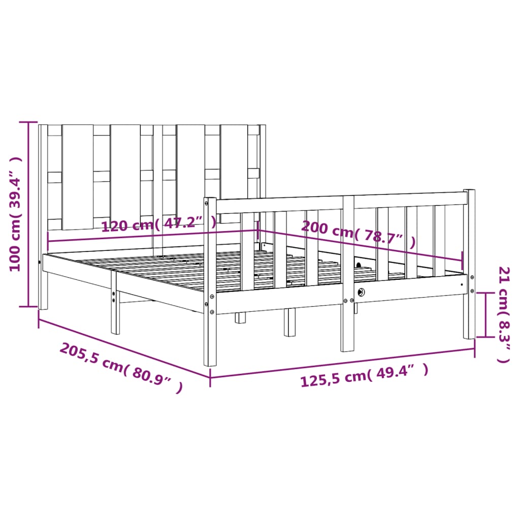 vidaXL Bed Frame without Mattress 120x200 cm Solid Wood Pine