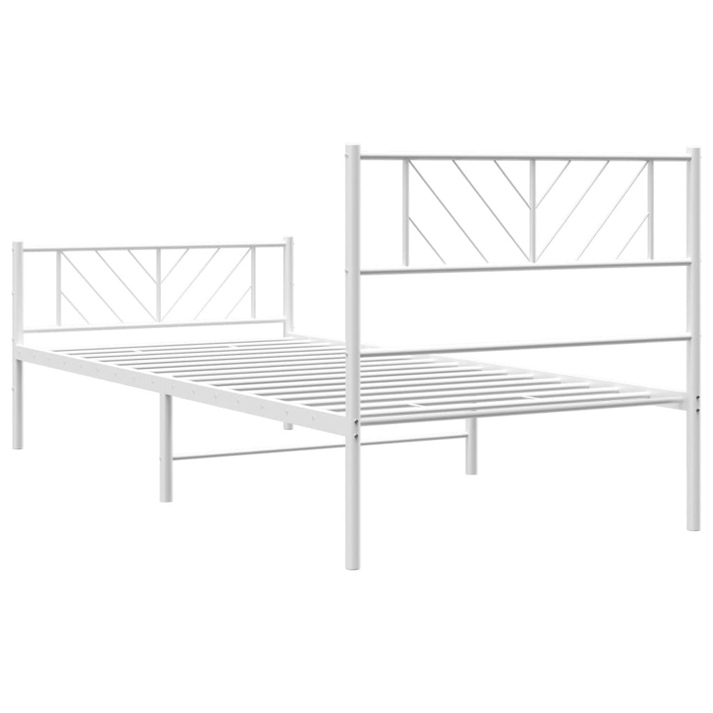 vidaXL Metal Bed Frame without Mattress with Footboard White 100x190 cm