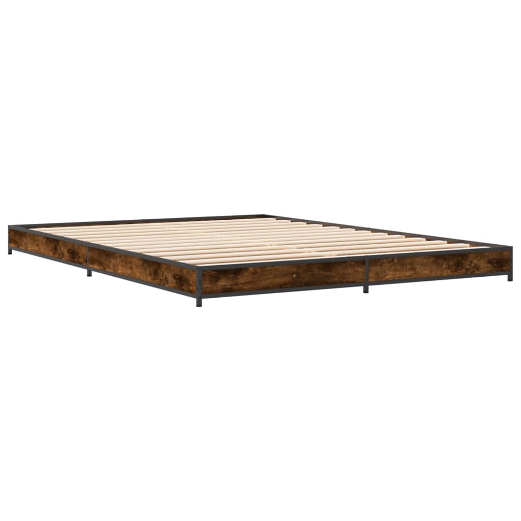 vidaXL Bed Frame without Mattress Smoked Oak 140x190 cm