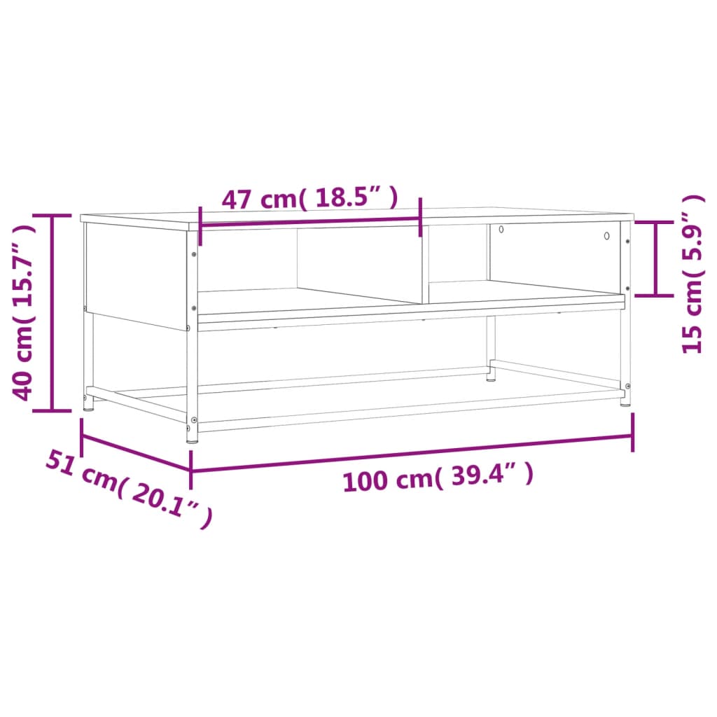 vidaXL Coffee Table Sonoma Oak 100x51x40 cm Engineered Wood